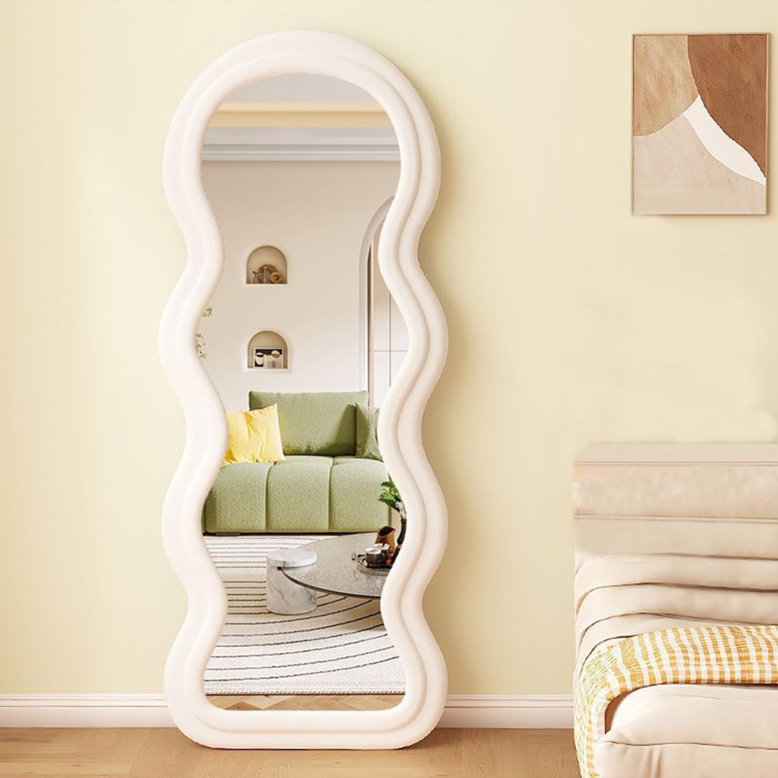 xixi-home Wavy Mirror Wave Arched Floor Mirror,Desk Mirror with
